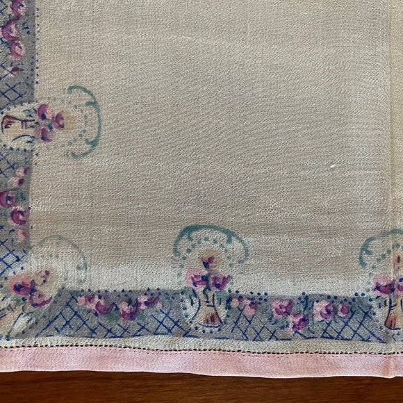 VINTAGE HANKIES! Set of two blue/lavender/white spring tones! GORGEOUS! - Picture 6 of 7